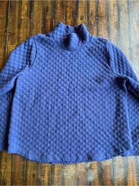 J. Crew Quilted Navy Blue Turtleneck Sweater